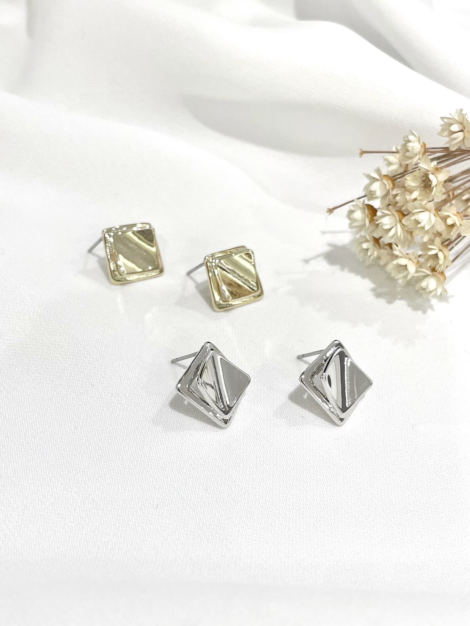 立體面金屬方塊耳環