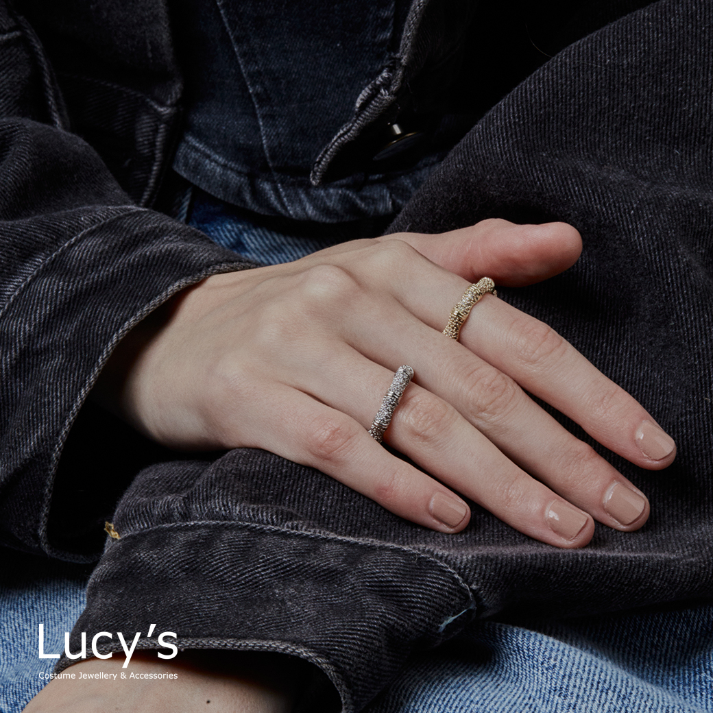 細閃閃花邊 開口戒 (二色) (123758/123759)