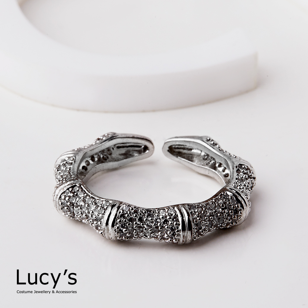 細閃閃花邊 開口戒 (二色) (123758/123759)