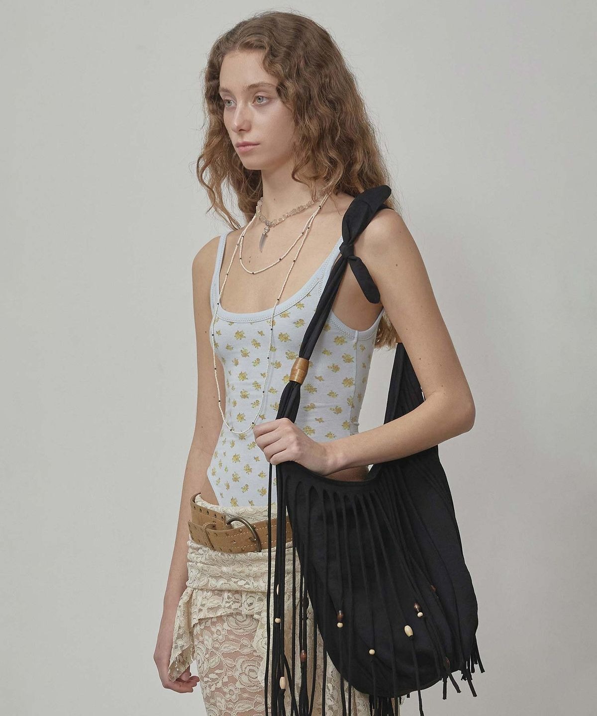 SCULPTOR) Shaggy Fringe Market Bag - 2col