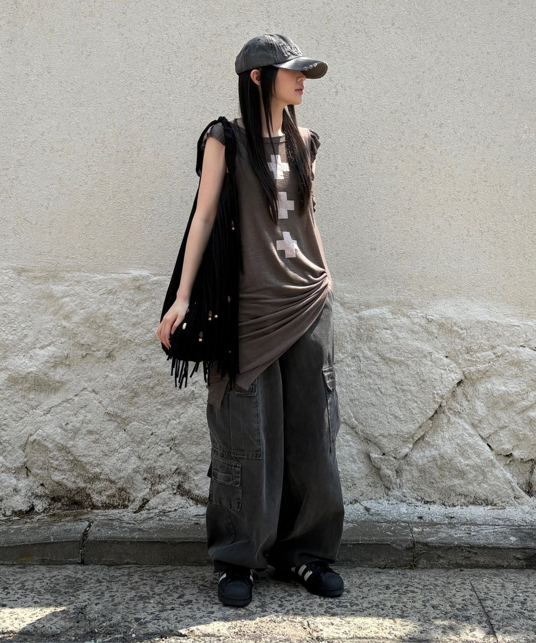 ★SCULPTOR★ Shaggy Fringe Market Bag Raw SC25S513IV ☆SCULPTOR☆ Shaggy Fringe Market Bag Raw SC25S513IV Shaggy