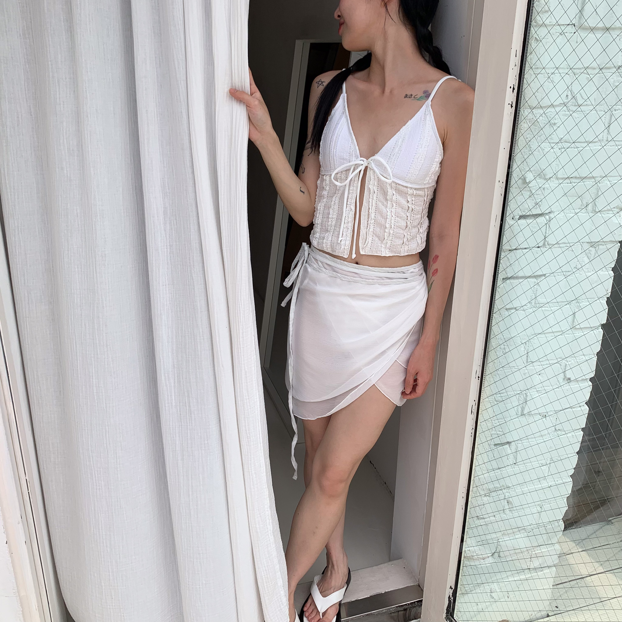 ISA_新色! 海島帶我走! 必買(小貼心)雙層側綁帶罩裙_57011