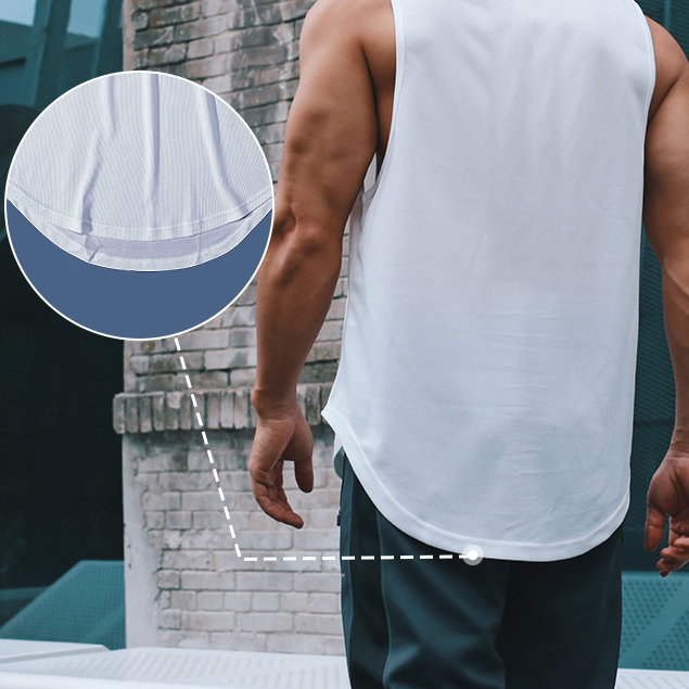 【TEUT003】透氣網眼圓弧剪裁背心
