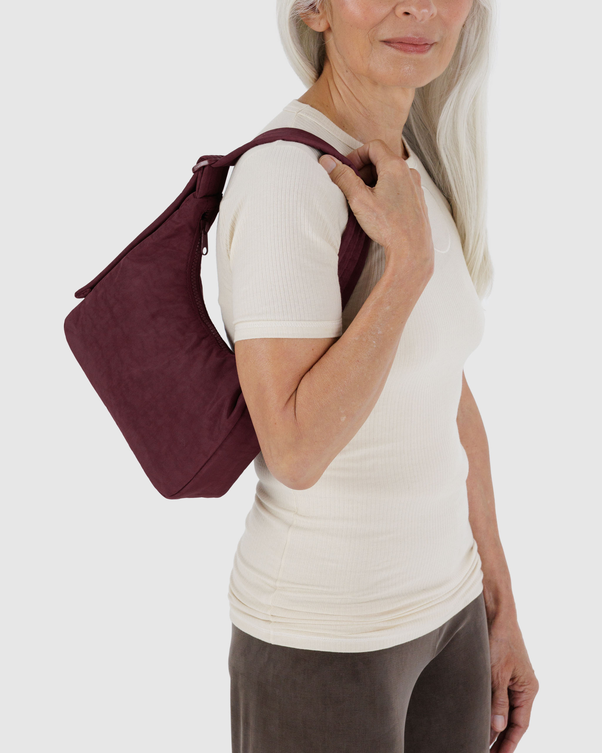 Mini Nylon Shoulder Bag - Mahogany | BAGGU