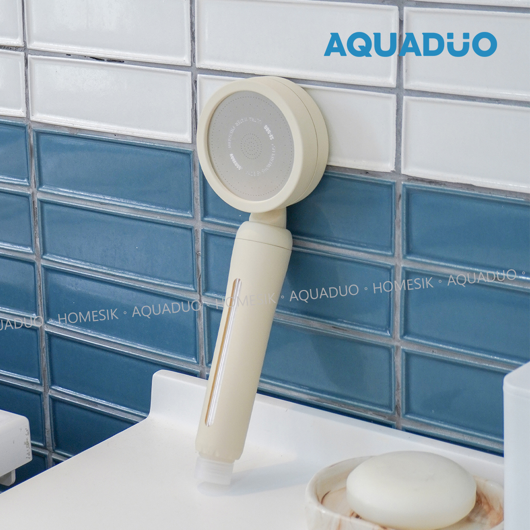 AQUADUO - 花系奶油白 除氯增壓沐浴過濾花灑頭 (連濾芯) SF-S580-CRM