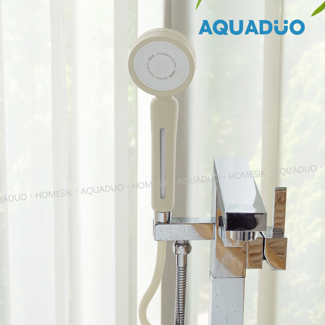 AQUADUO - 花系奶油白 除氯增壓沐浴過濾花灑頭 (連濾芯) SF-S580-CRM