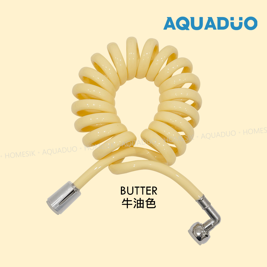 AQUADUO - 彈簧式防纏結沐浴花灑水喉 水管 (3米) - 牛油色 SP-3M-BT