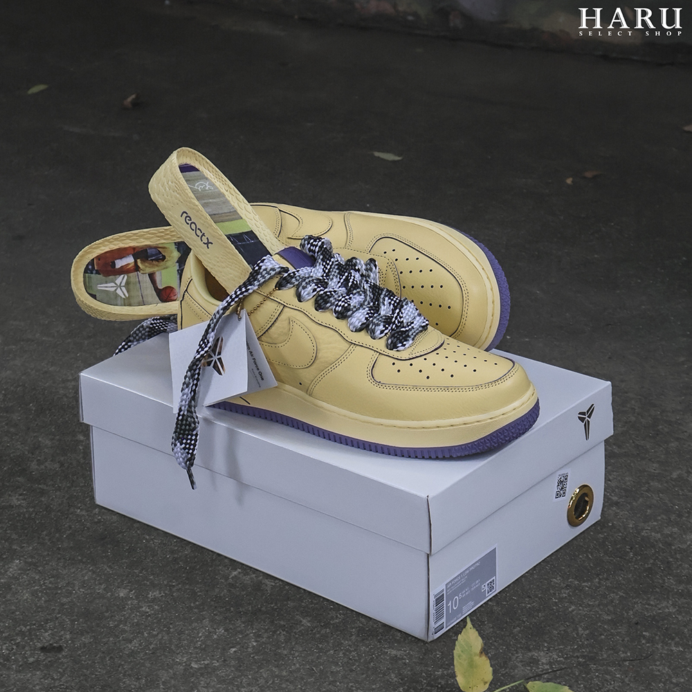 NIKE AIR FORCE 1 PROTRO KOBE BRYANT "Soft Yellow" 紫黃 湖人 AF1 復古休閒鞋 HV9408-700