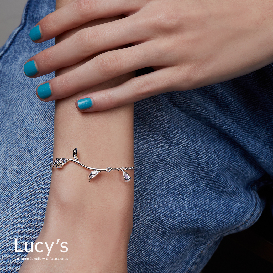 925純銀 晨露玫瑰 手鍊 (123692)