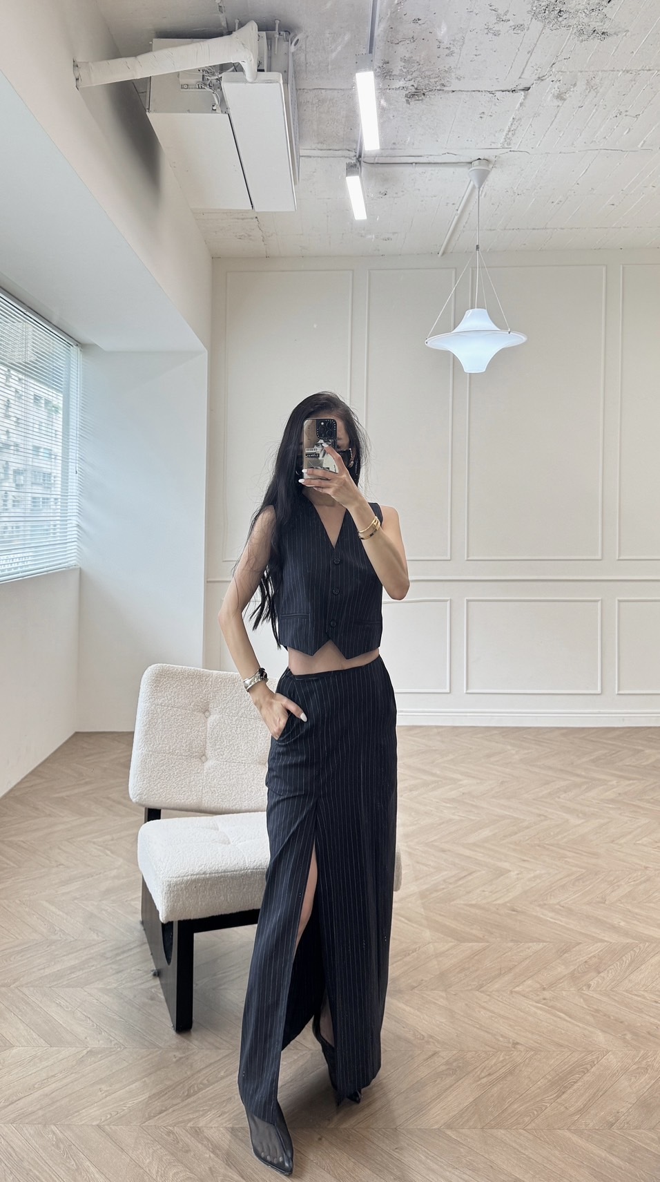 直條馬甲套裙-單裙(現貨)