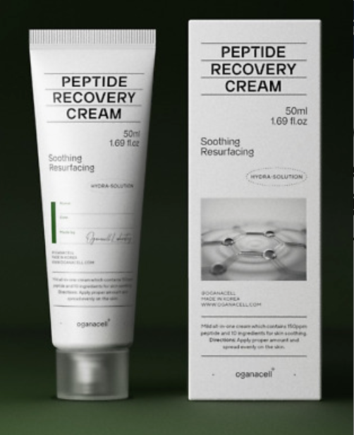 Oganacell peptide recovery cream 新肽修復霜50ml 【16大實驗數據✔️改善乾✔️敏✔️紅✔️癢✔️痘 ✔️兩大專利成分✔️幫助舒緩修護✔️促生膠原（依克多因專利+膠原肽專利）✔️】到期日：2027.07.28