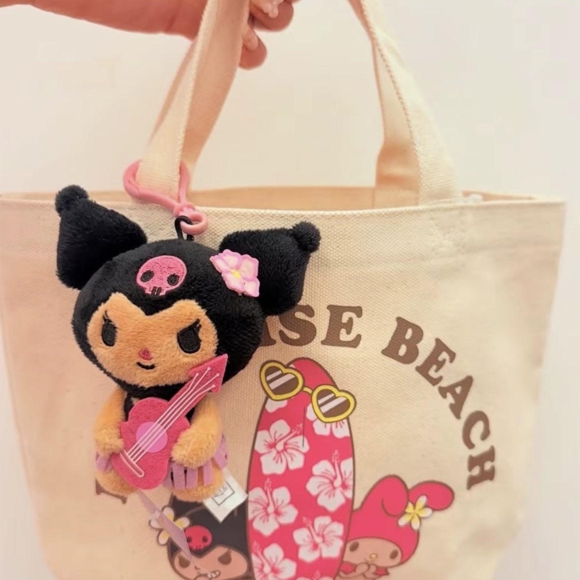 SANRIO 三麗鷗 夏威夷 酷洛米 吉他 黑皮 曬黑 毛絨吊飾 代購