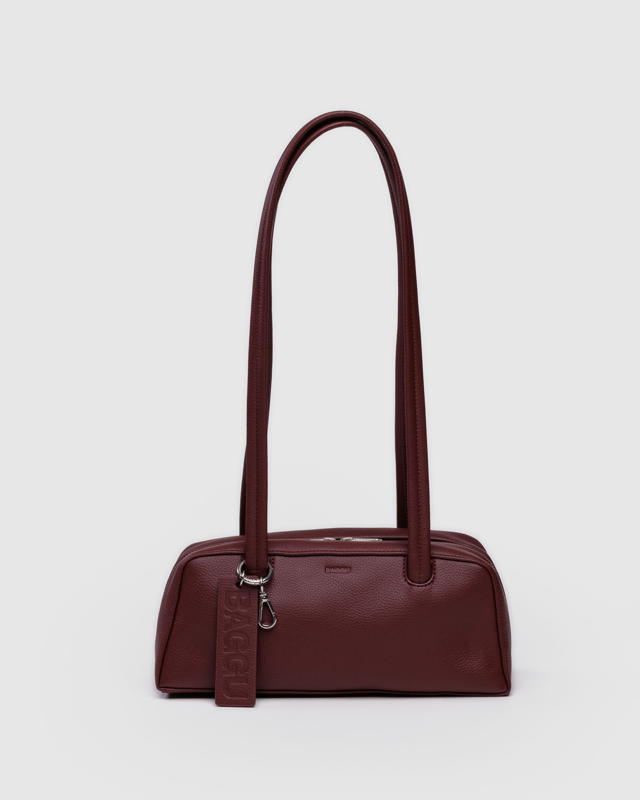 Small Recycled Leather Bowler Bag - Mahogany｜BAGGU