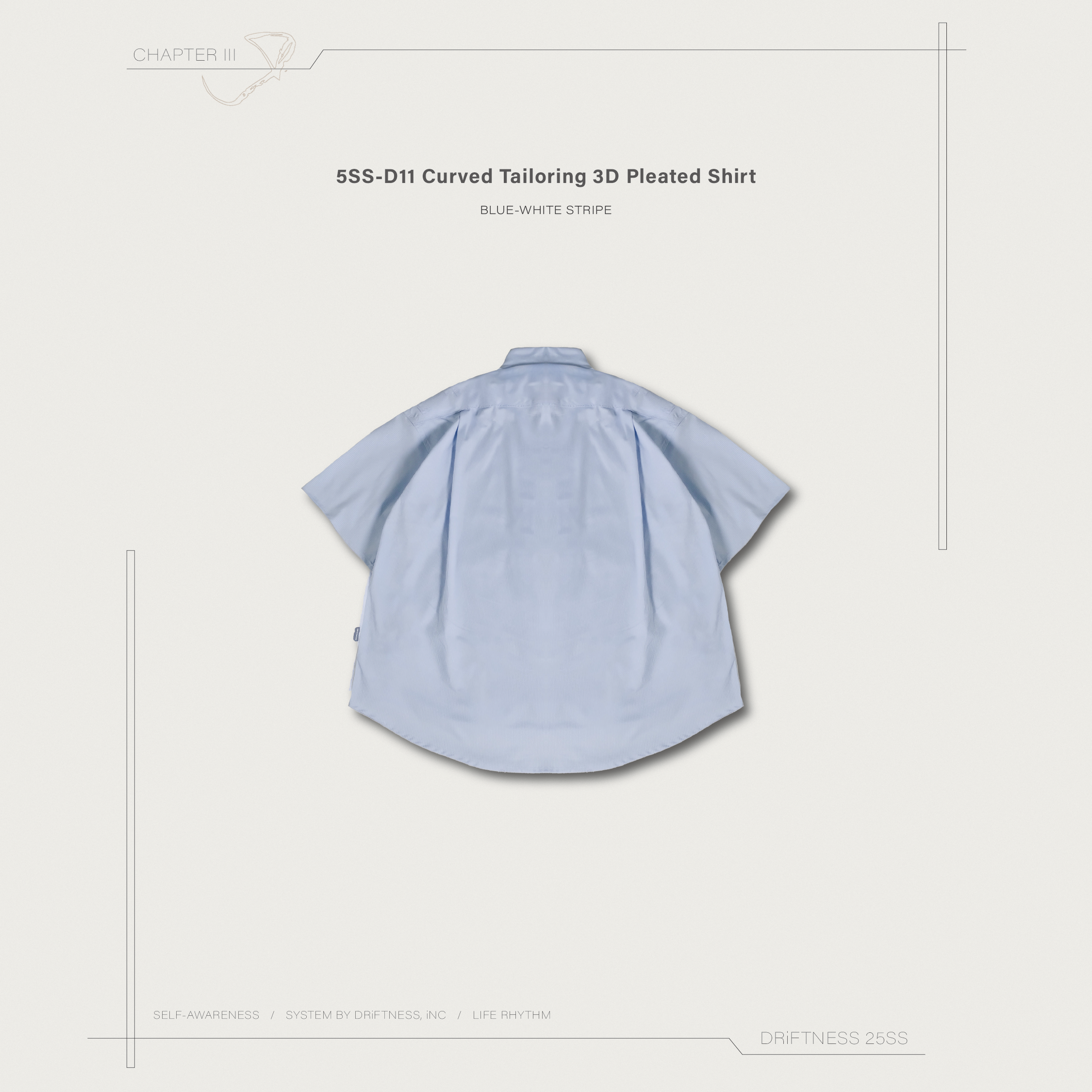 DRiFTNESS｜5SS-D11 “Urban Exclusive” 弧形剪裁立體摺皺襯衫