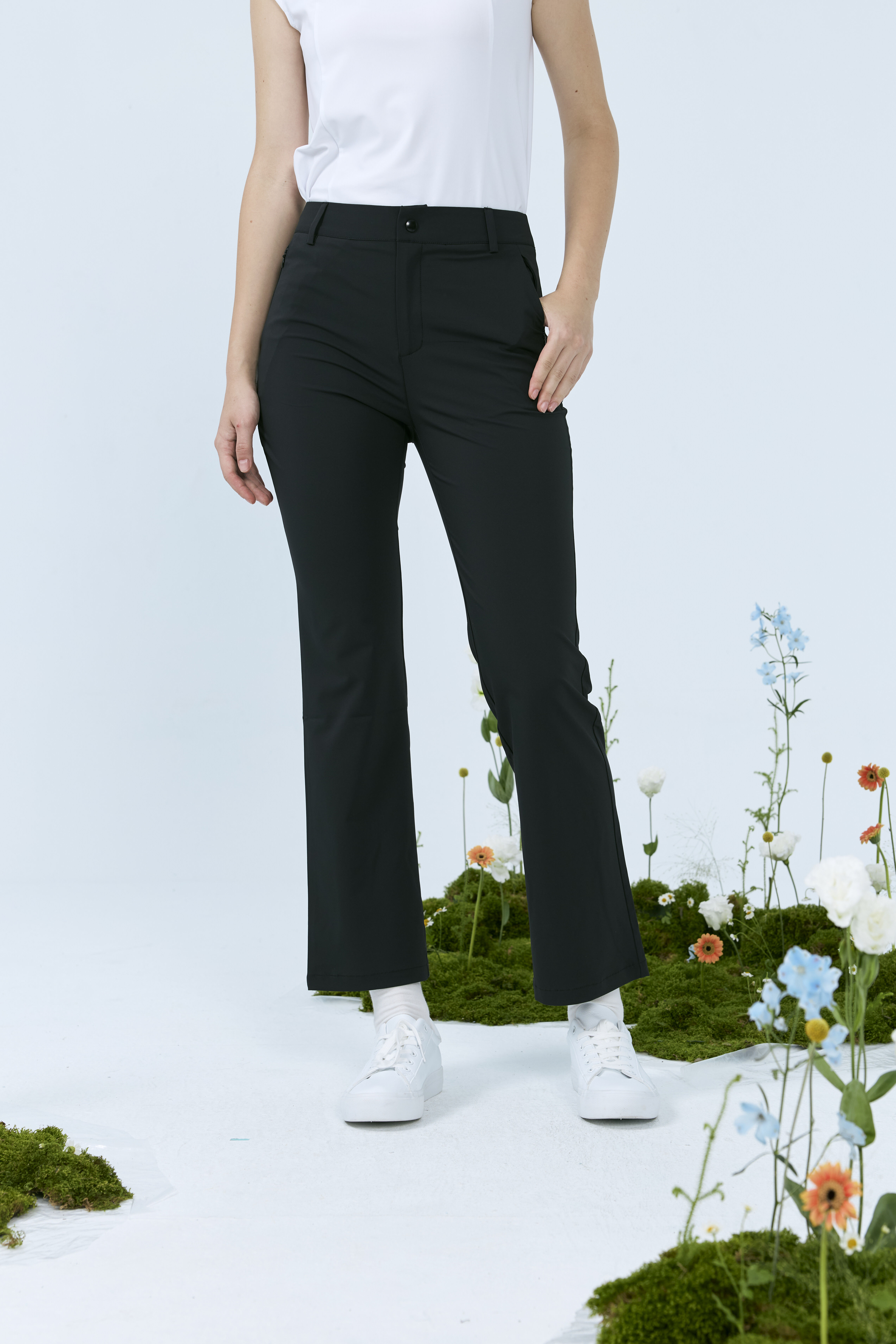 流線涼感女褲-黑色