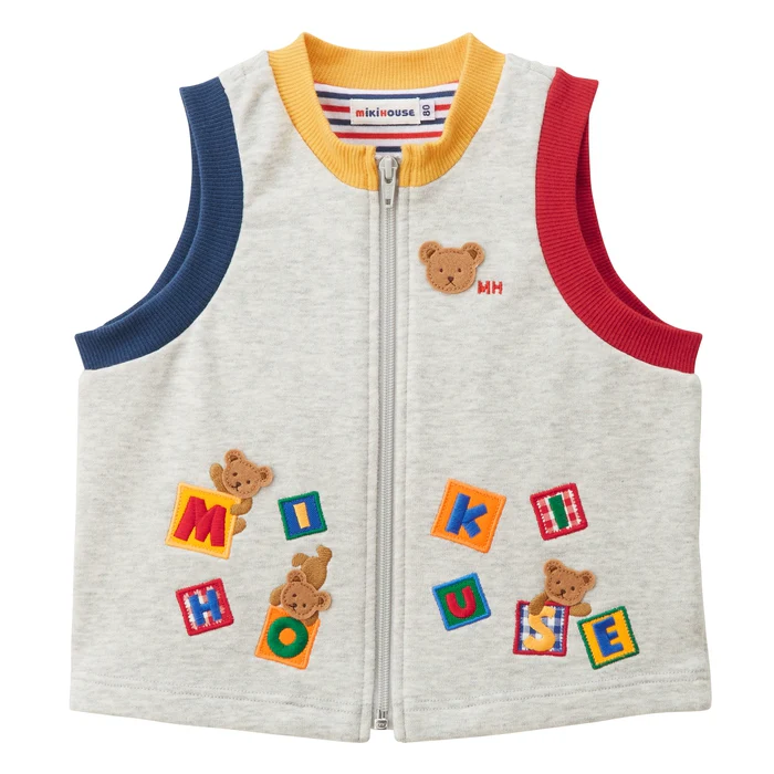 MIKI HOUSE BEAR開襟背心-多色
