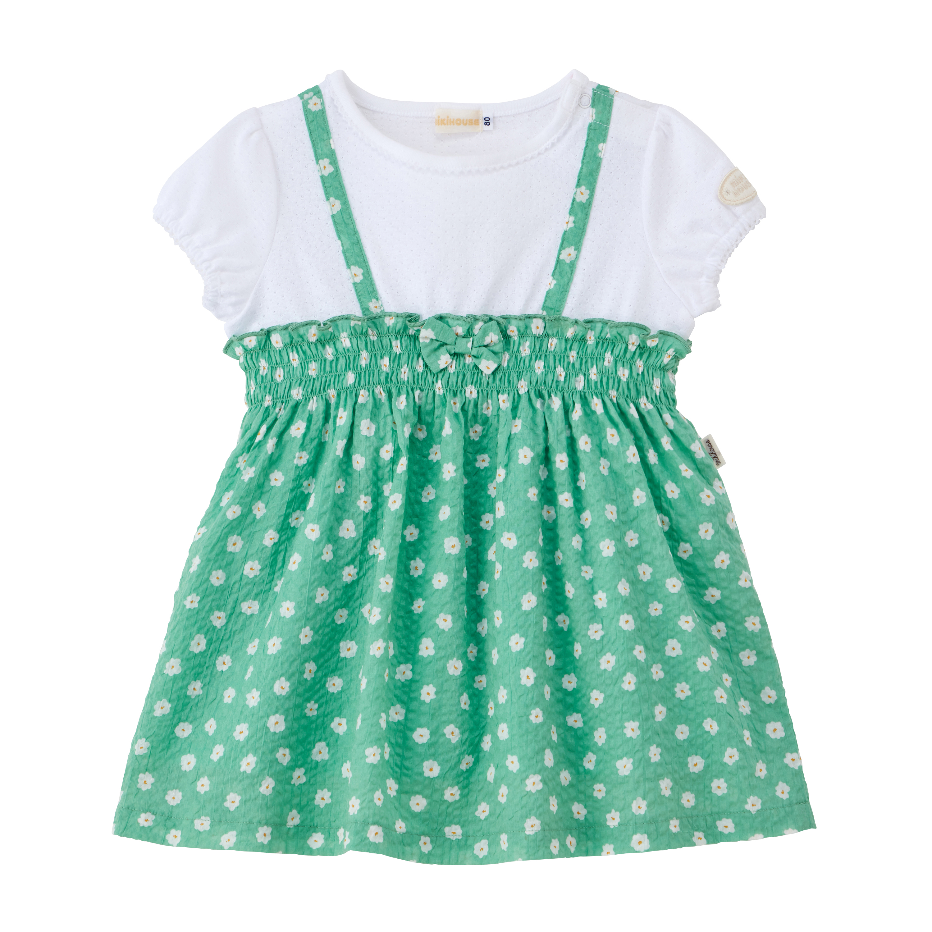 背心洋裝-冰綠色&白