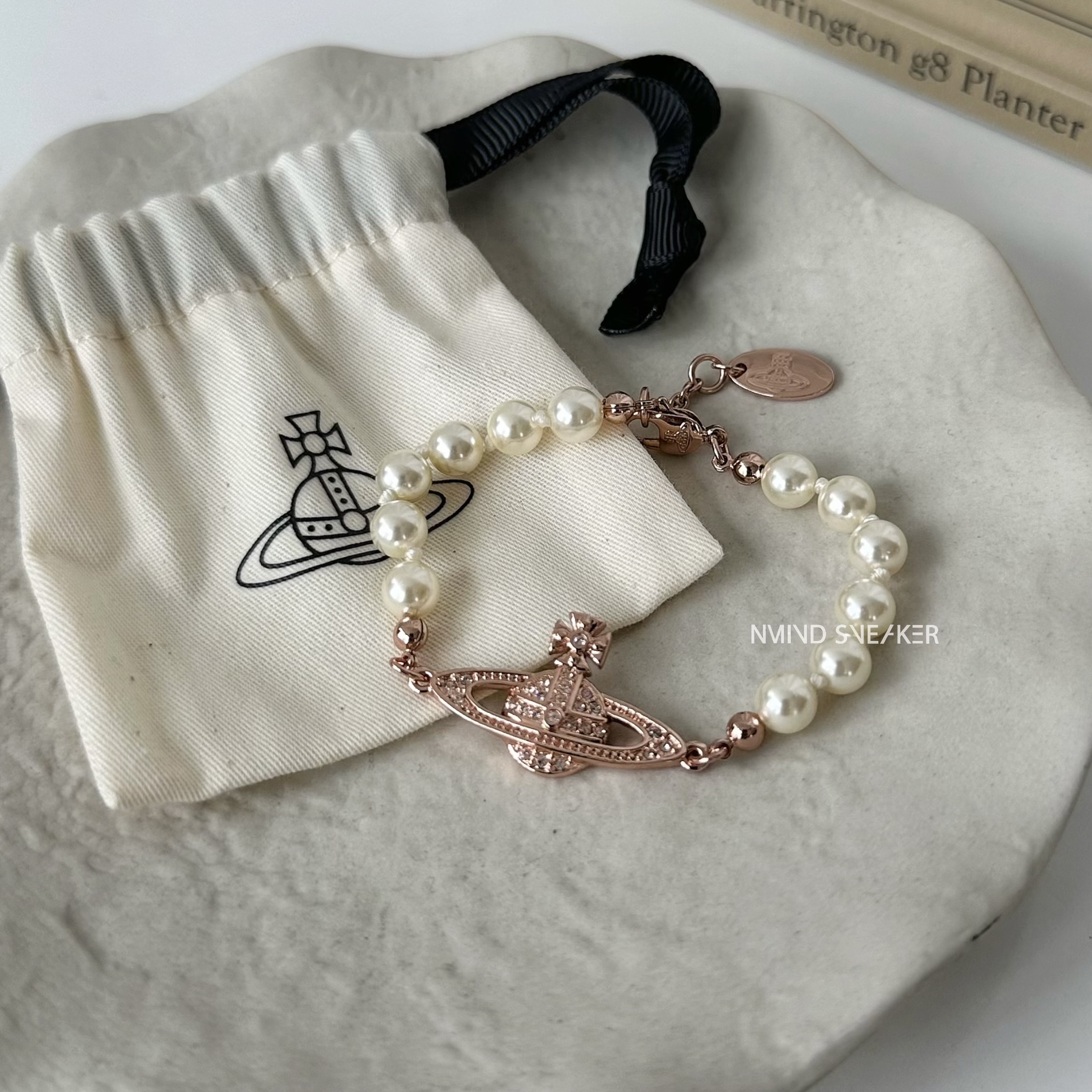 <好飾到✨> Vivienne Westwood 滿鑽星球珍珠手鍊 玫瑰金