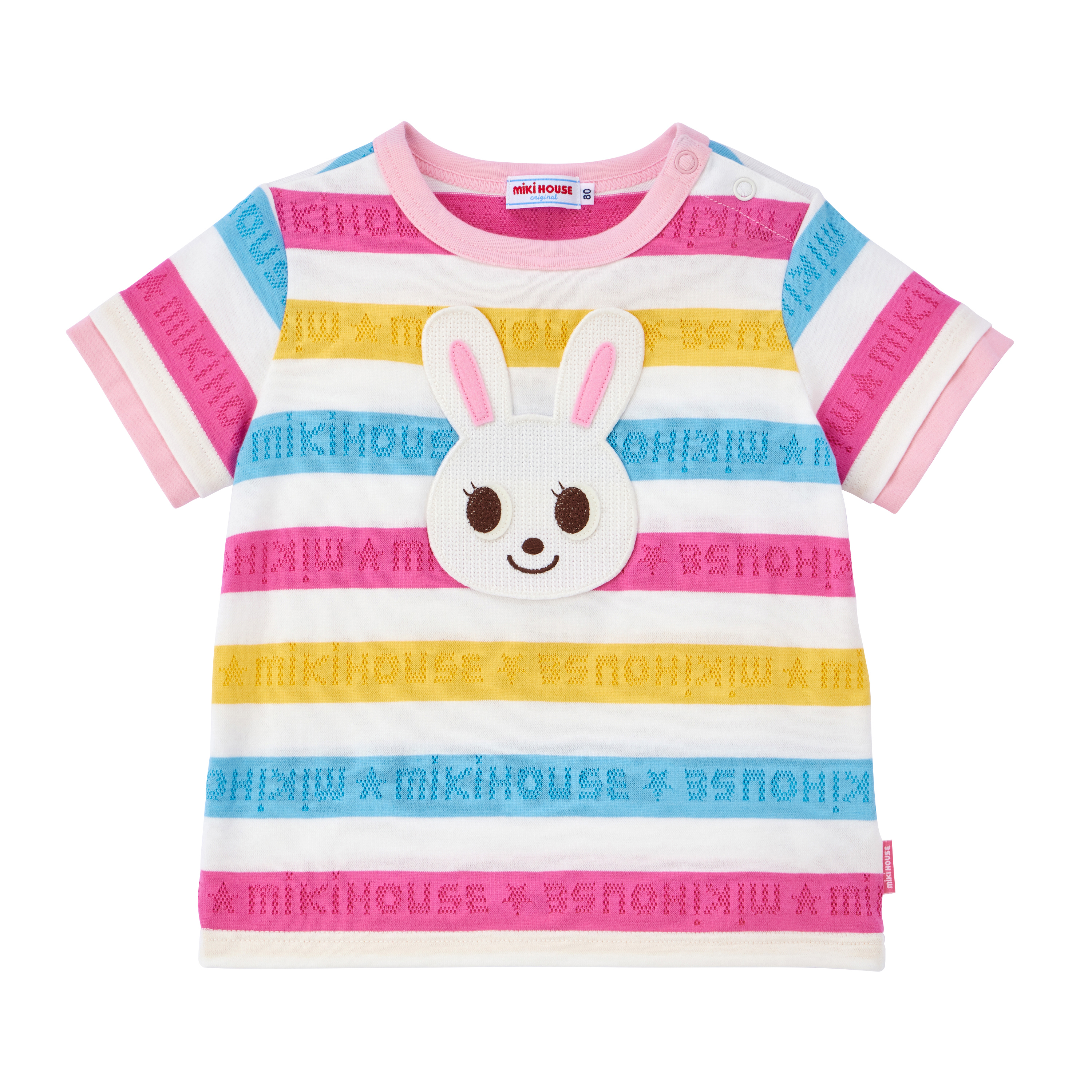 舞颯兔條紋短袖T恤-粉紅