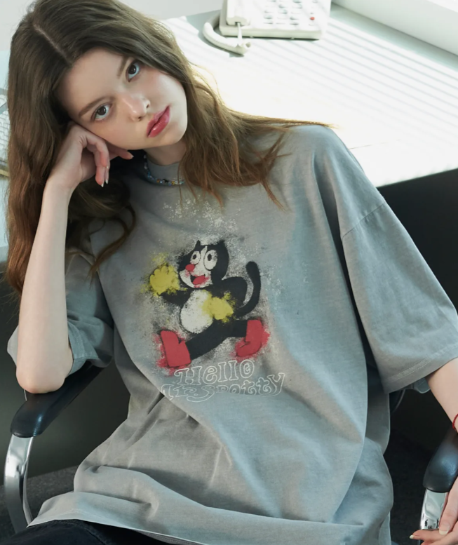 CPGN STUDIO / HELLO SPOTTY 圖案短袖T恤 / 灰色 / JUL25