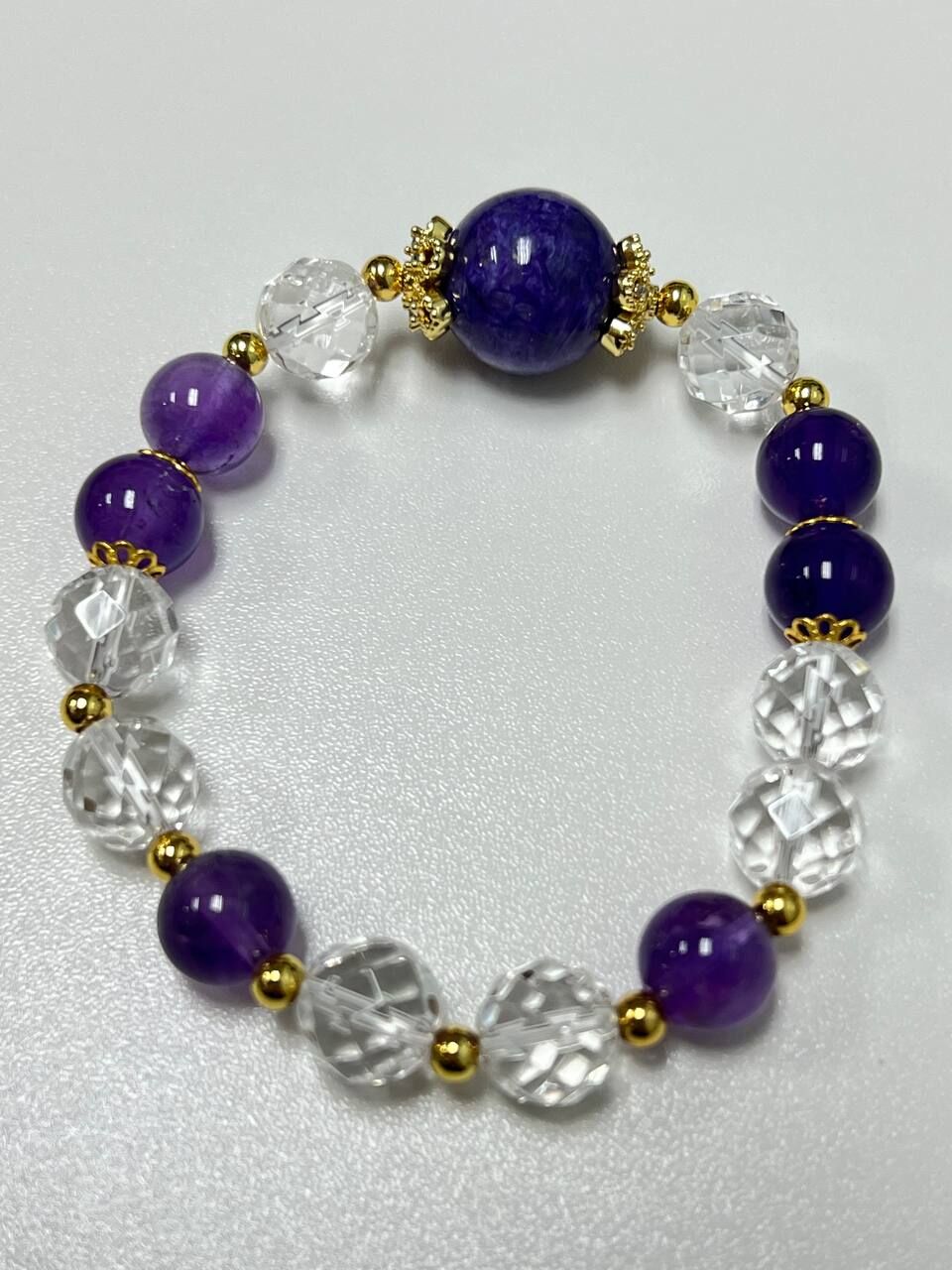 [S] GEMZ & CO ZBA ADJUSTABLE BRACELET, CHAROITE/AMETHYST/CLEAR QUARTZ, Y103 (Y103)