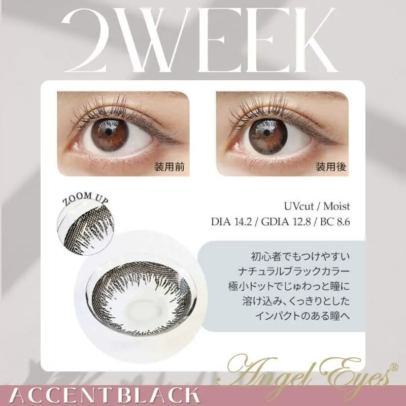 Angel Eyes 2 Week Accent Black｜雙週拋彩妝隱形眼鏡｜每盒6片