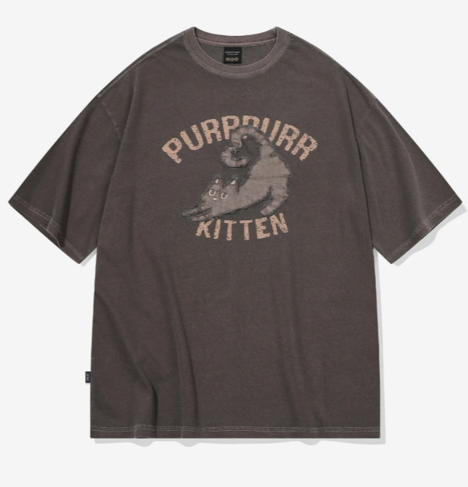 CPGN STUDIO / 小貓補丁圖案短袖T恤 / 棕色 /  JUL25