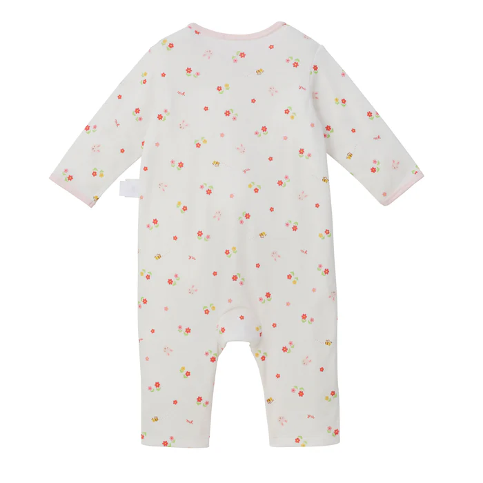 雙層針織紗布棉排釦長袖連身衣-兔子