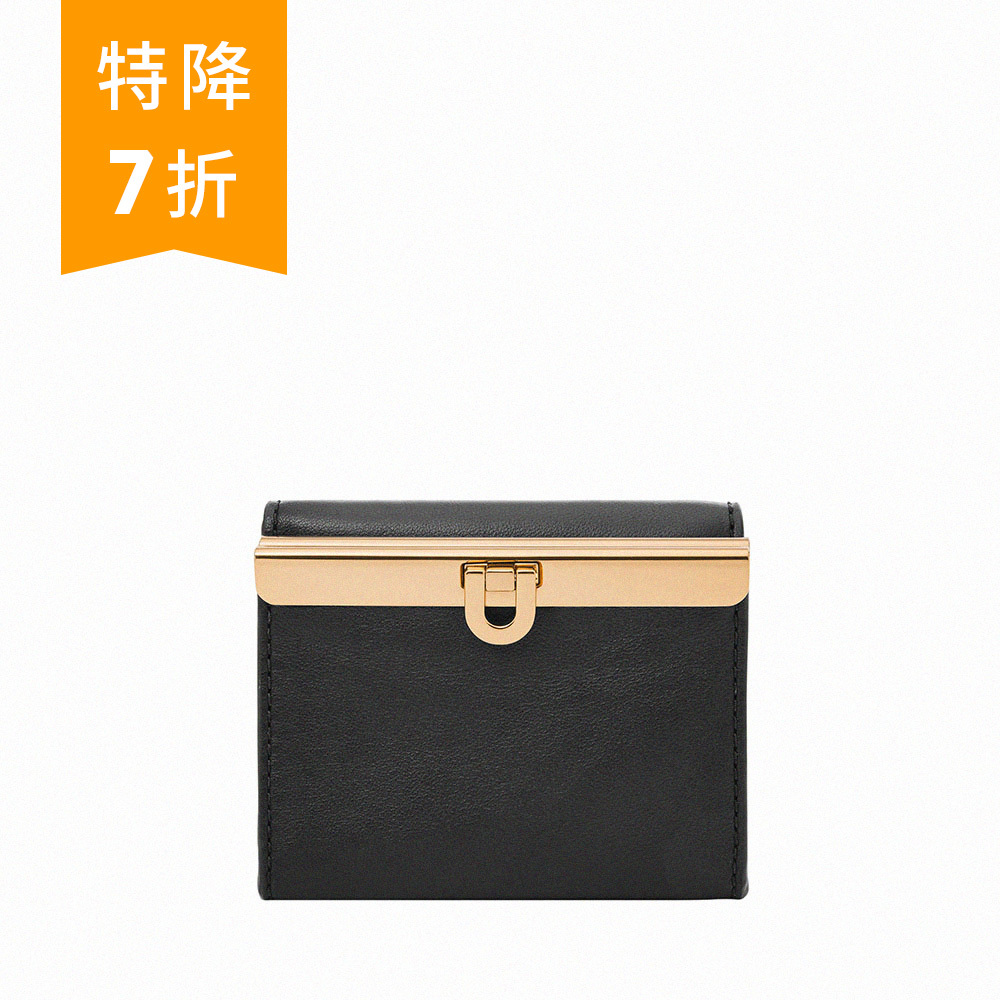 Penrose 真皮扣式零錢袋短夾-黑色 SL8288001