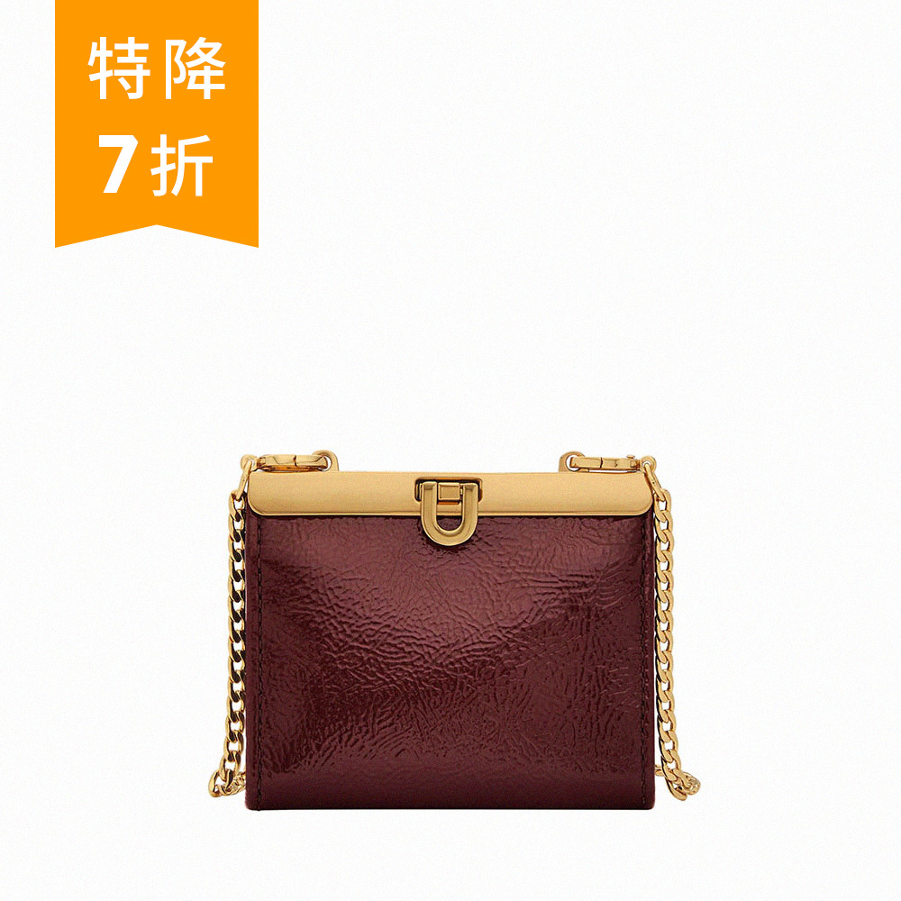 Penrose 真皮鏈帶短夾-紅木色漆皮 SL10028631