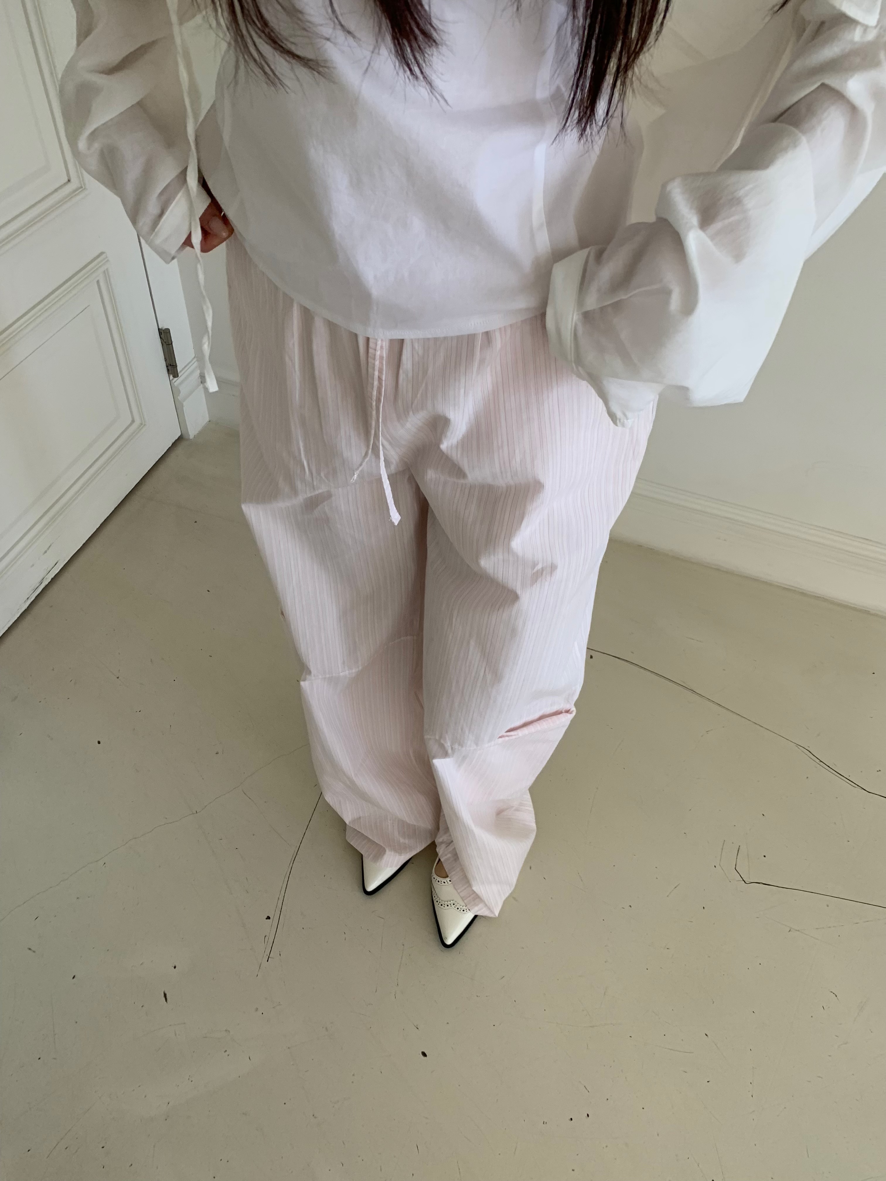 J04 尼斯暖陽條紋口袋長褲