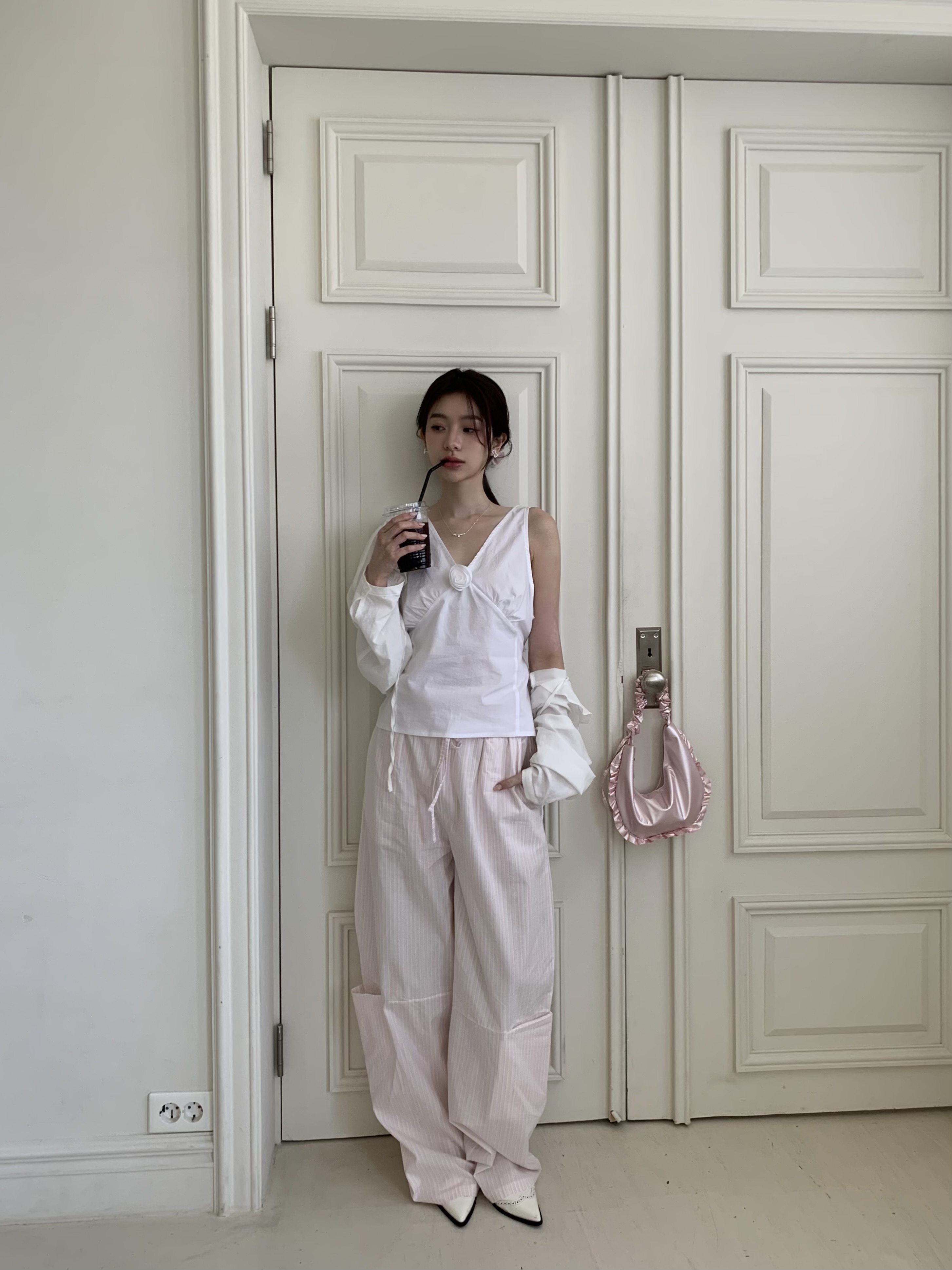 J04 尼斯暖陽條紋口袋長褲