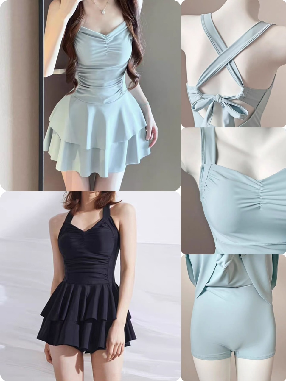 女裝背心袖修身連身泳衣- 2501500