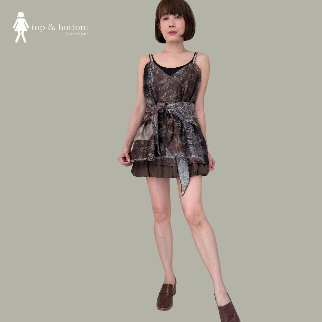 COTTON BELTED SHORT BALLOON SKIRT