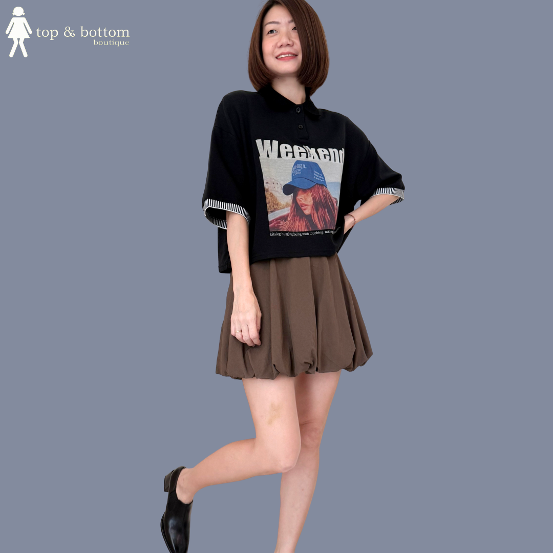 COTTON BELTED SHORT BALLOON SKIRT