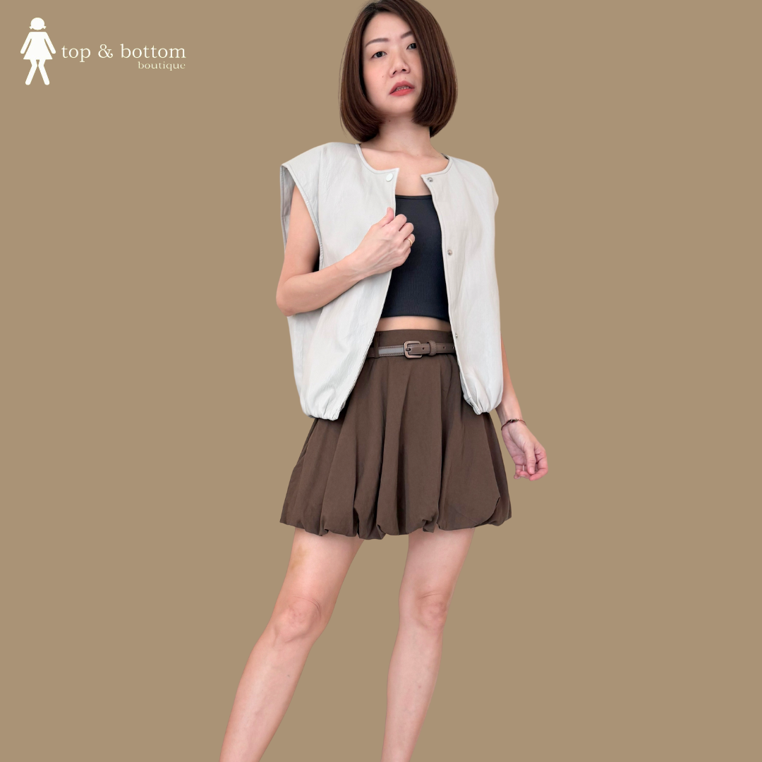 COTTON BELTED SHORT BALLOON SKIRT