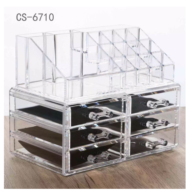 日常 亚克力笔筒化妆收纳桶 抽屉式