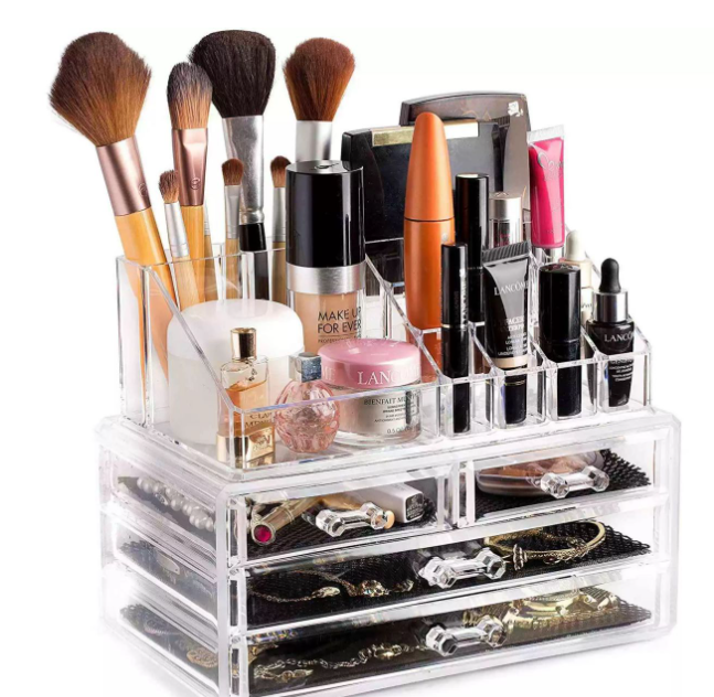 日常 亚克力笔筒化妆收纳桶 抽屉式