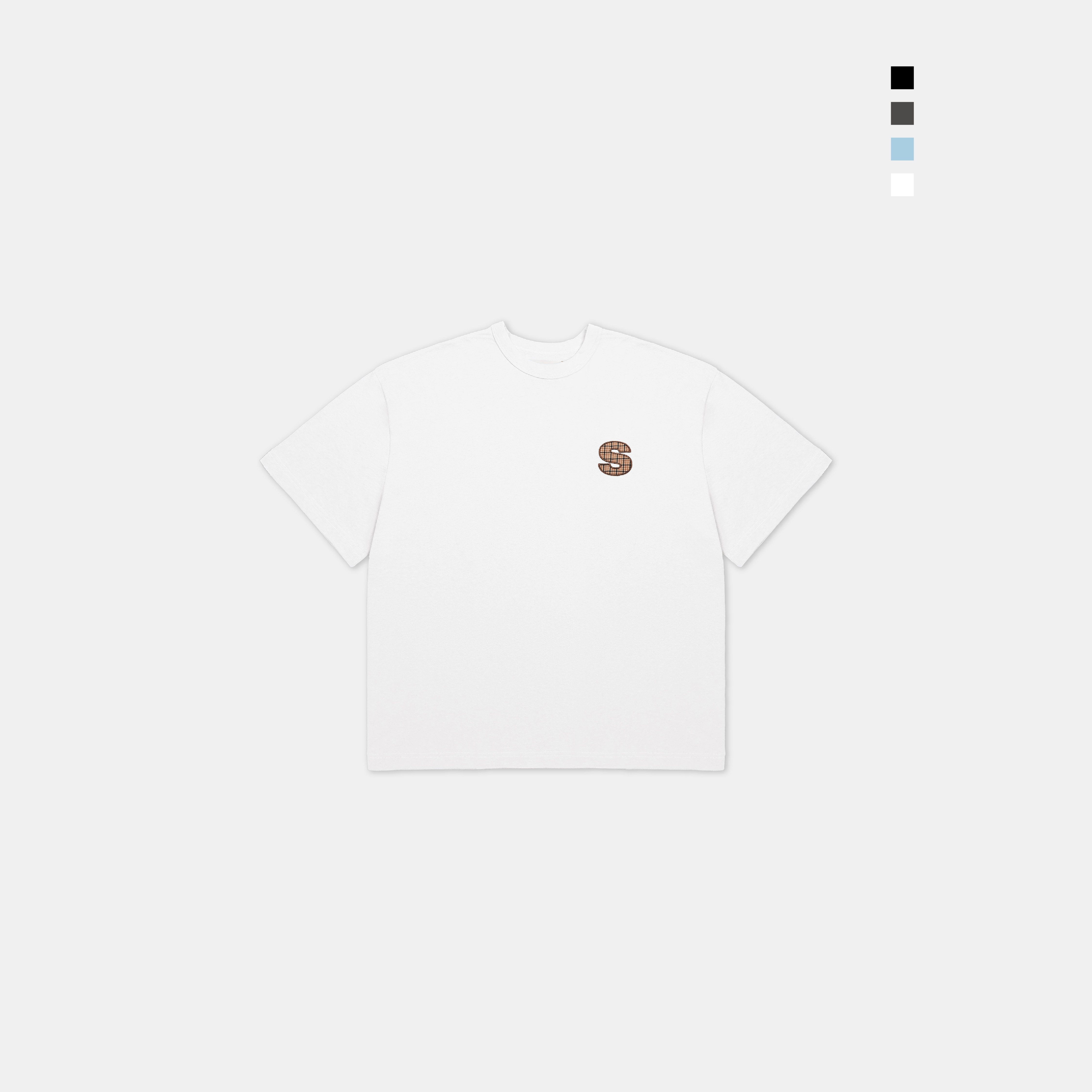 SIMON MADE TS-2534 鬆餅人 格紋 貼布 五分袖