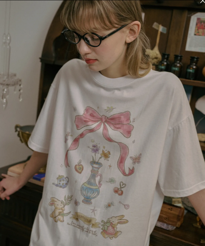 CPGN STUDIO / DTP 蝴蝶結花短袖 T 恤 / 白色 /  JUL25