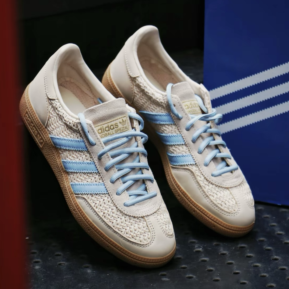 Adidas Gazelle Indoor 海鹽燕麥 米色 寶寶藍 編織 透氣 復古 麂皮 焦糖底 德訓鞋 休閒鞋