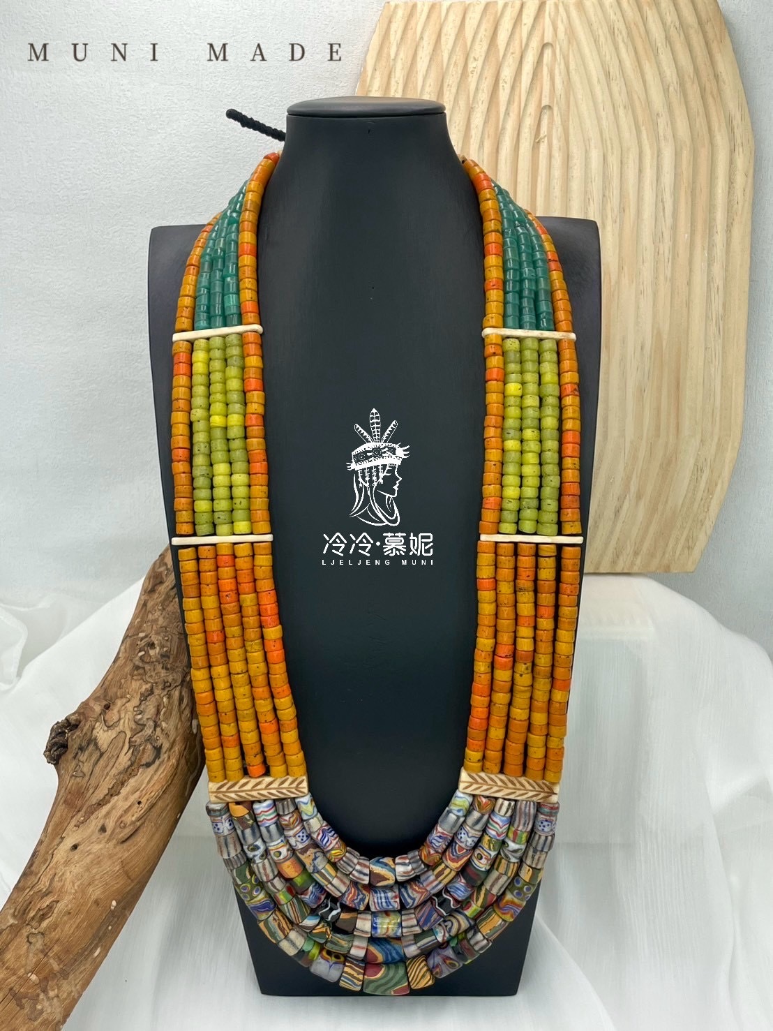 M-No.75傳統花珠五排複串長鍊85cm