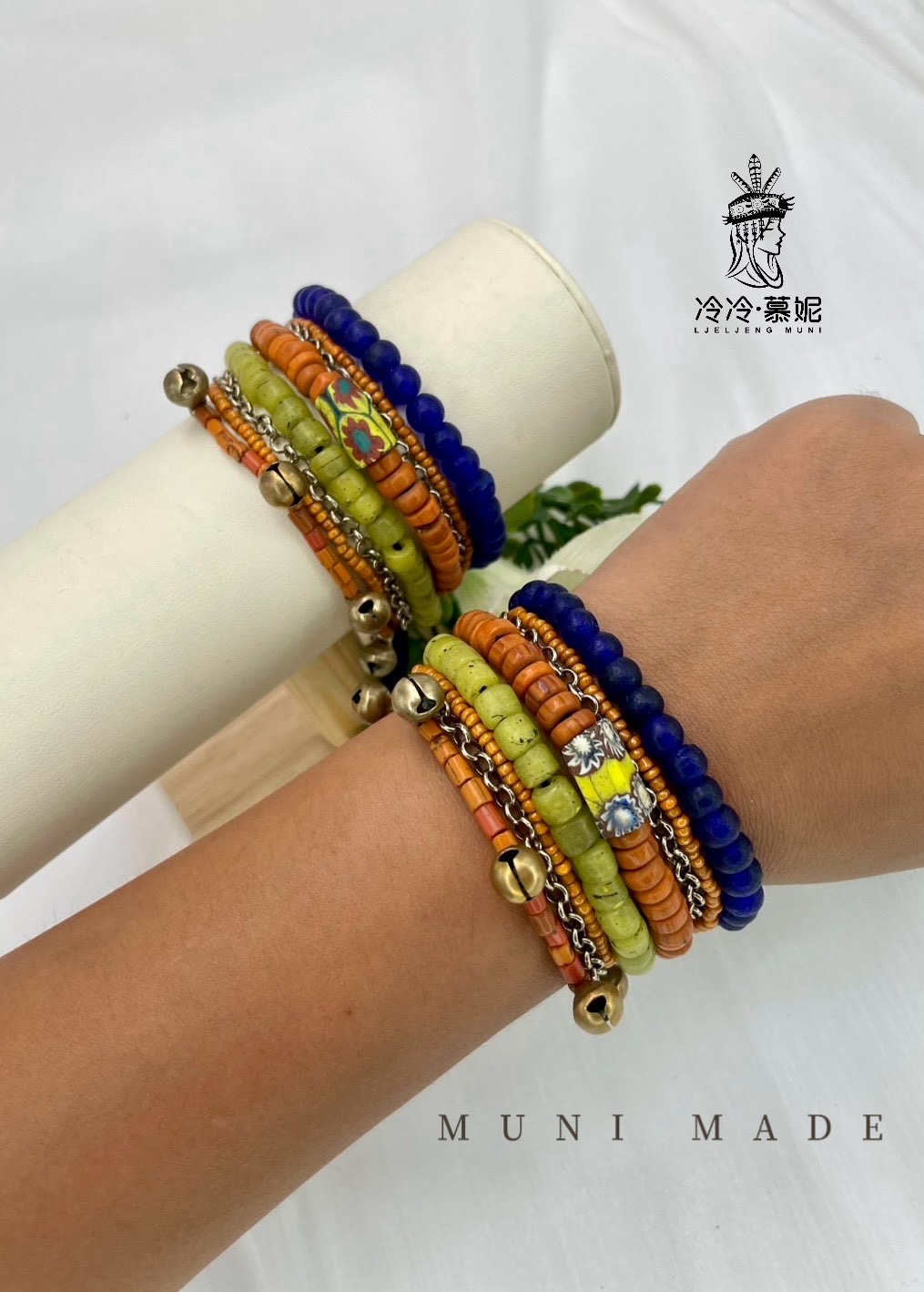 M-No.99貿易老珠六條式手鍊15cm