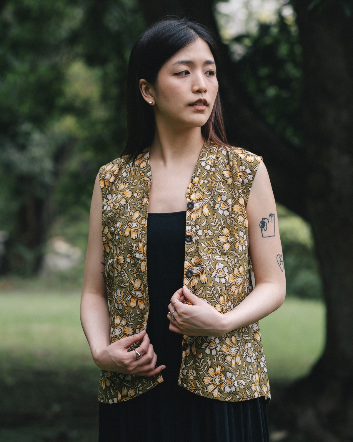 印度蓋染工藝親膚純棉 背心 - 風鈴木黃