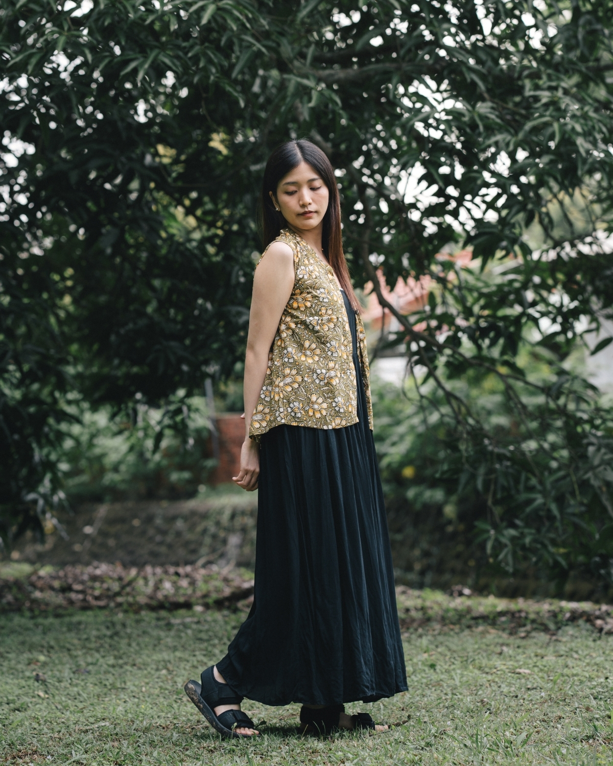 印度蓋染工藝親膚純棉 背心 - 風鈴木黃