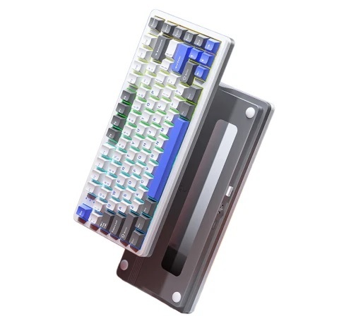 AULA Fire-75 3 Mode Mechancial Keyboard (烈焰紫軸V2) - 白色面板+灰色+白色+藍色鍵帽