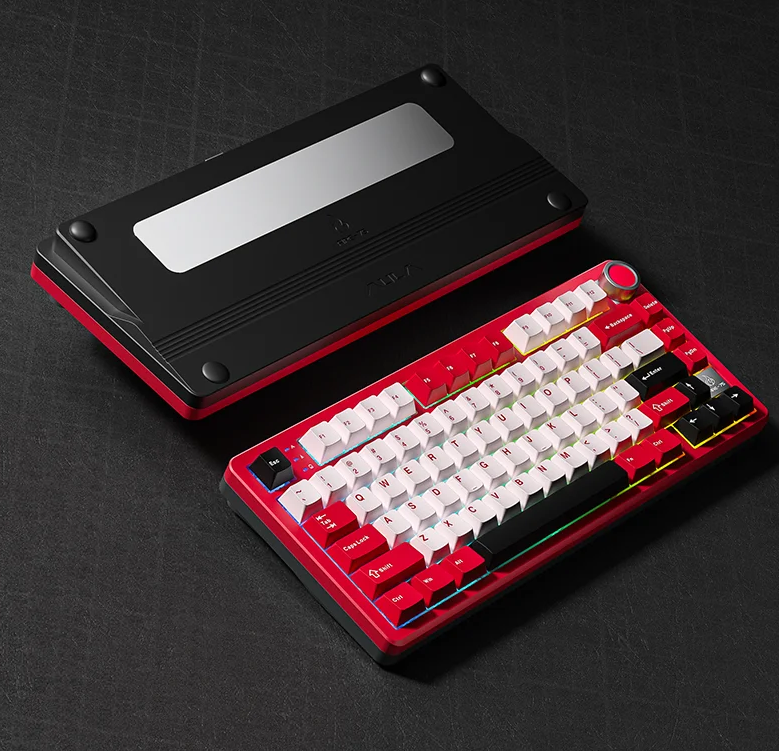 AULA Fire-75 3 Mode Mechancial Keyboard (烈焰紫軸V2) - 白色面板+灰色+白色+藍色鍵帽