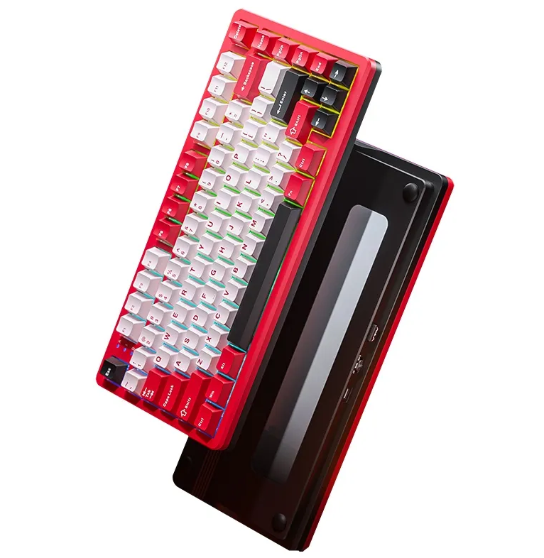 AULA Fire-75 3 Mode Mechancial Keyboard (烈焰紫軸V2) - 白色面板+灰色+白色+藍色鍵帽