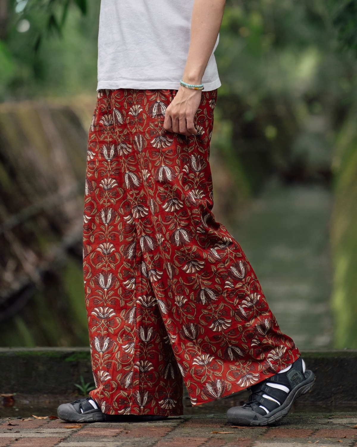 印度蓋染工藝親膚純棉 長褲 - 山茶花