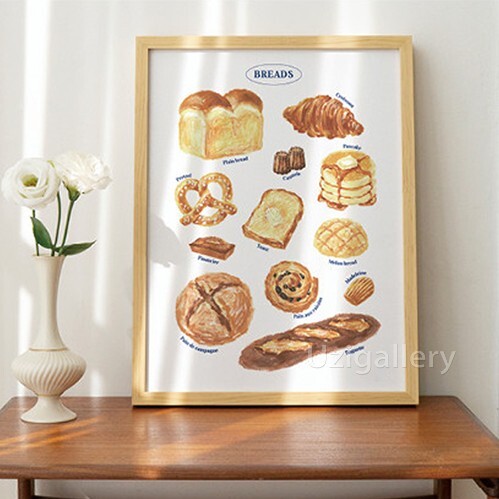《6117》Breads~ins風麵包可頌法棍甜品蛋糕裝飾畫掛畫